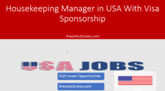 Housekeeping Manager With Visa Sponsorship